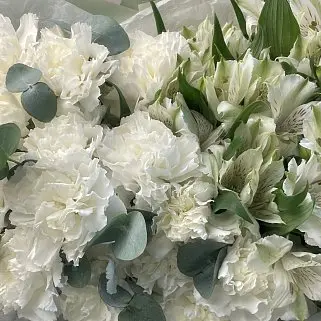 Белый дуо-букет альстромерий и гвоздик L