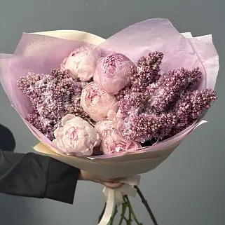 Дуо-букет пионов и сирени M