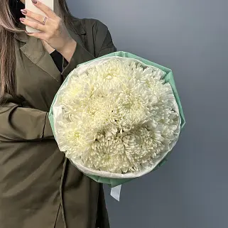 Букет из 11 белых хризантем