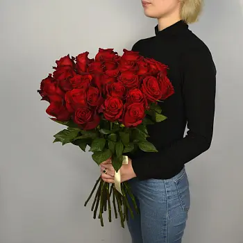 Букет из 25 красных роз 60см