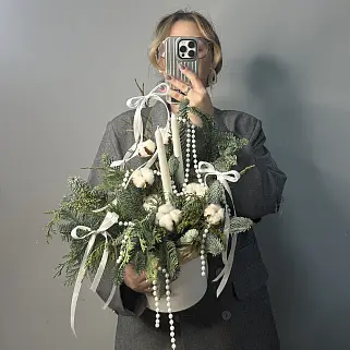 Зимняя композиция со свечами L