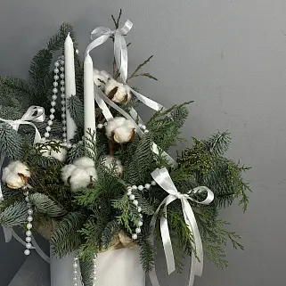 Зимняя композиция со свечами L