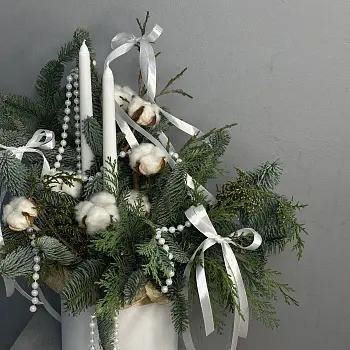 Зимняя композиция со свечами L