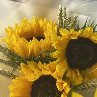 Букет из 3 подсолнухов и колосков