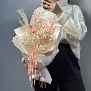 Букет сухоцветов Клубничный пломбир