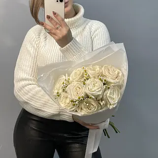 Дуо-букет роз Playa Blanca и матрикарии М