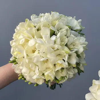 Классический свадебный букет невесты из 29 фрезий