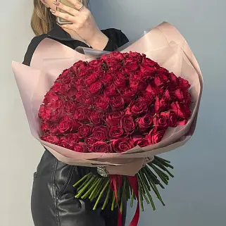 Букет из 101 красной розы 40см (Кения)