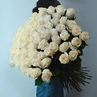 Букет из 101 белой розы Mondial 50см