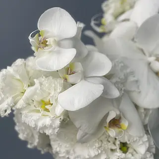 Свадебный букет невесты из эустомы и орхидей