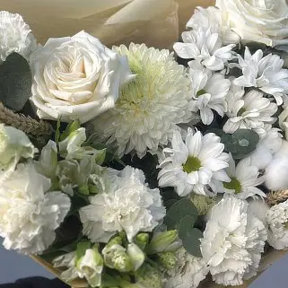 Сборный букет Белый с колосками L