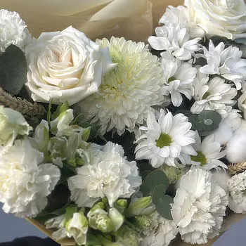 Сборный букет Белый с колосками L