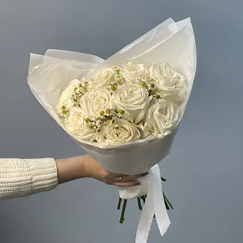 Дуо-букет роз Playa Blanca и матрикарии М