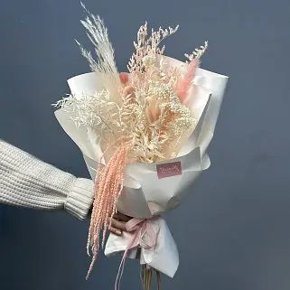 Букет сухоцветов Клубничный пломбир