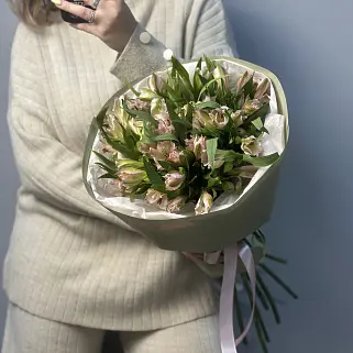 Букет из 9 розовых альстромерий