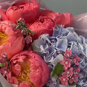 Сборный букет гортензий и пионов Emily