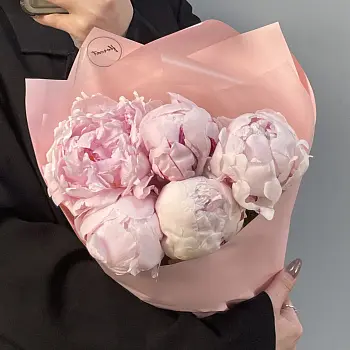 Букет из 5 розовых пионов