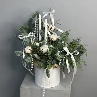 Зимняя композиция со свечами L