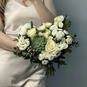 Свадебный букет невесты с суккулентом