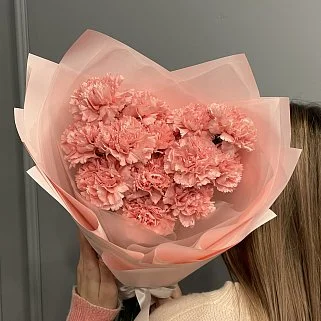 Букет из 15 розовых гвоздик