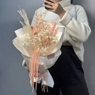 Букет сухоцветов Клубничный пломбир