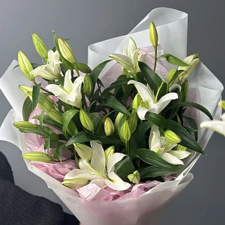 Букет из 9 белых лилий