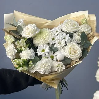 Сборный букет Белый с колосками L