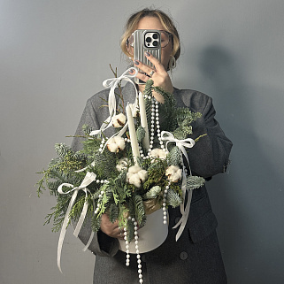 Зимняя композиция со свечами L