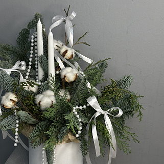 Зимняя композиция со свечами L