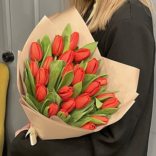 Букет из 25 красных тюльпанов