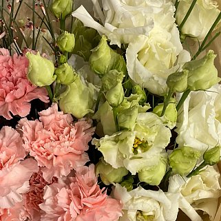 Дуо-букет гвоздик и эустомы M