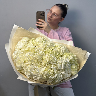 Букет из 15 белых гортензий